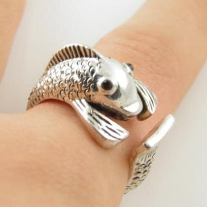 Silver Fish Wrap Ring