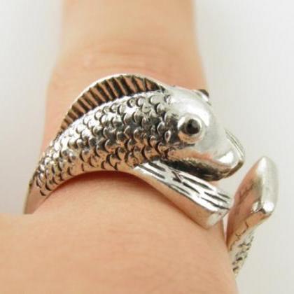 Silver Fish Wrap Ring