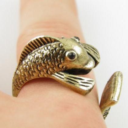Gold Fish Wrap Ring