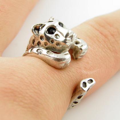 Silver Leopard Wrap Ring