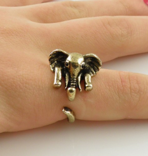 Gold Elephant Wrap Ring
